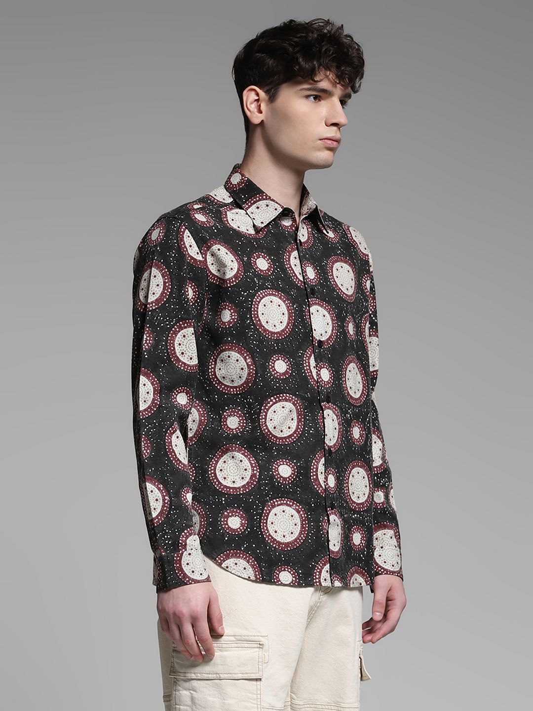 Grey Abstract Print Shirt