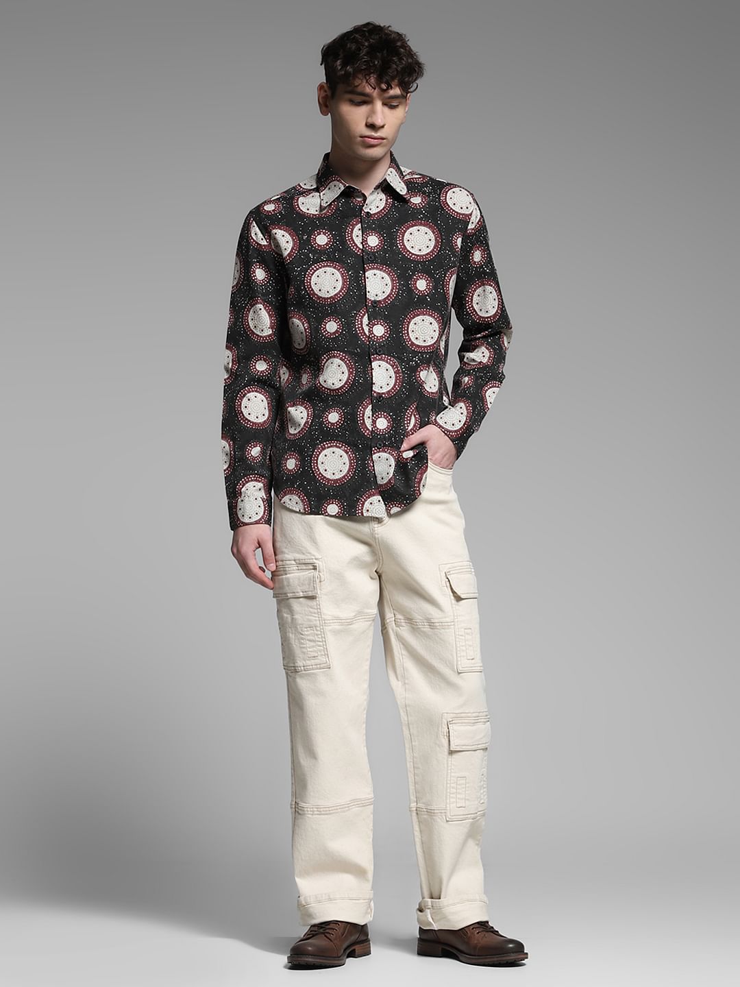 Grey Abstract Print Shirt