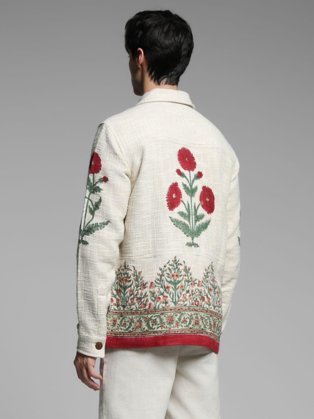 White Embroidered Cotton Oversized Shirt