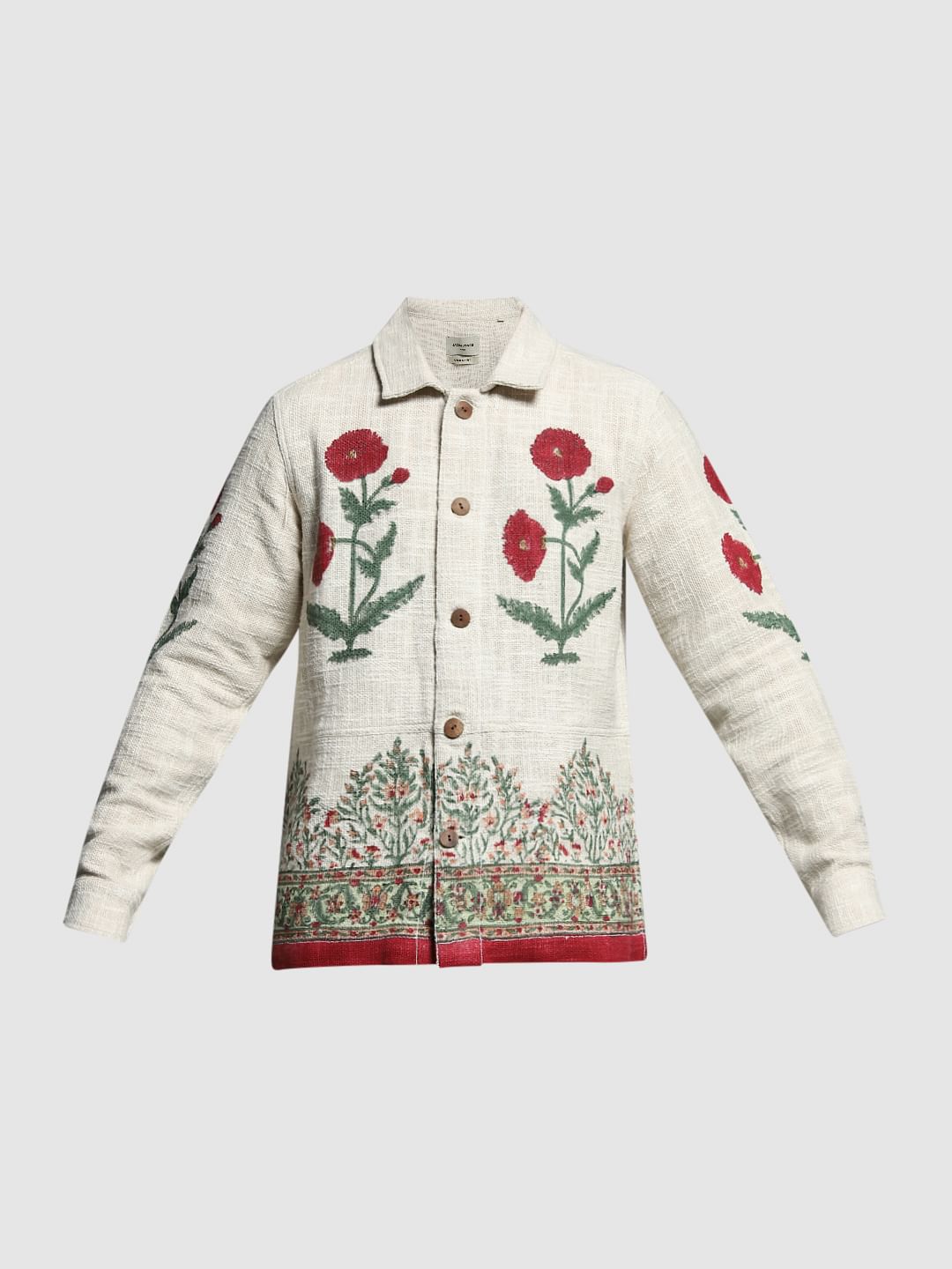 White Embroidered Cotton Oversized Shirt