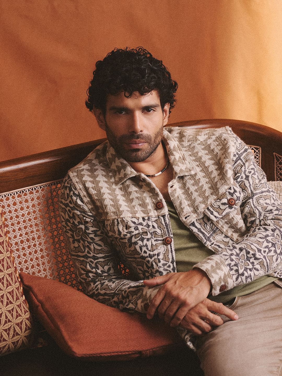 Grey Abstract Artisan Print Jacket