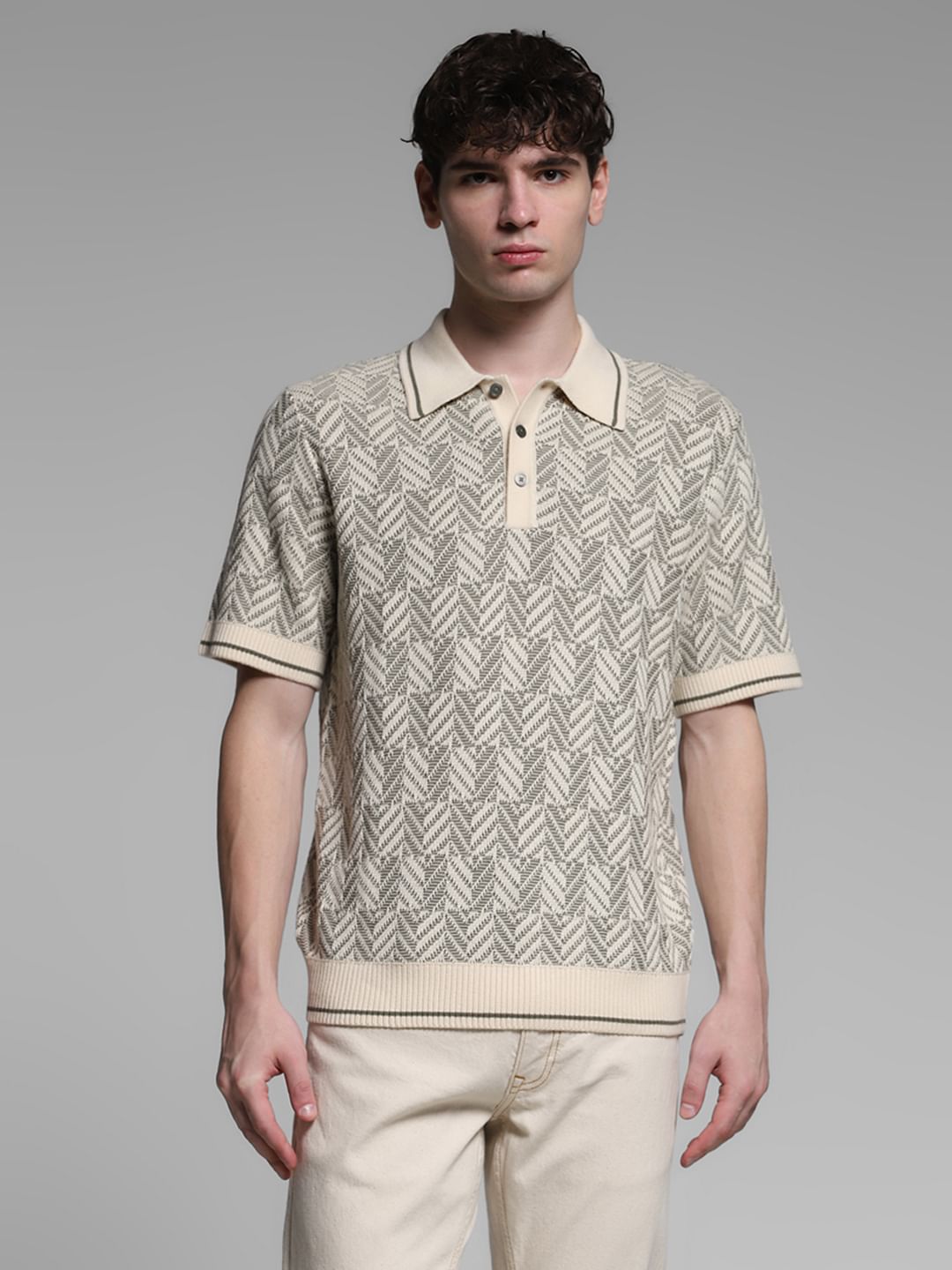 Light Green Structured Knit Polo