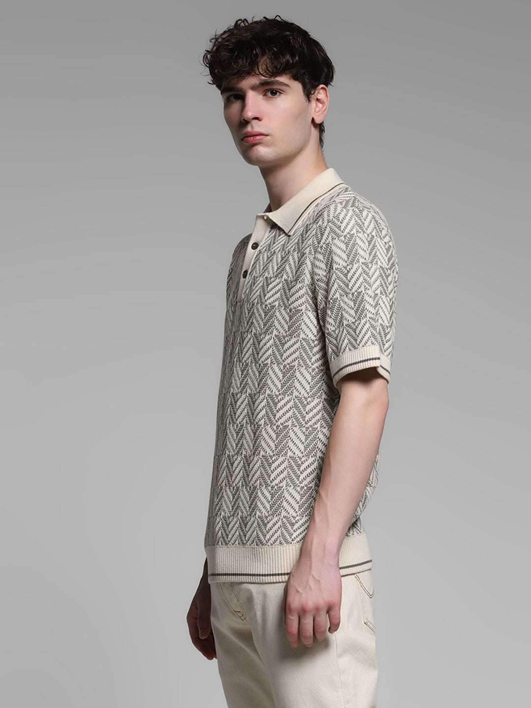 Light Green Structured Knit Polo