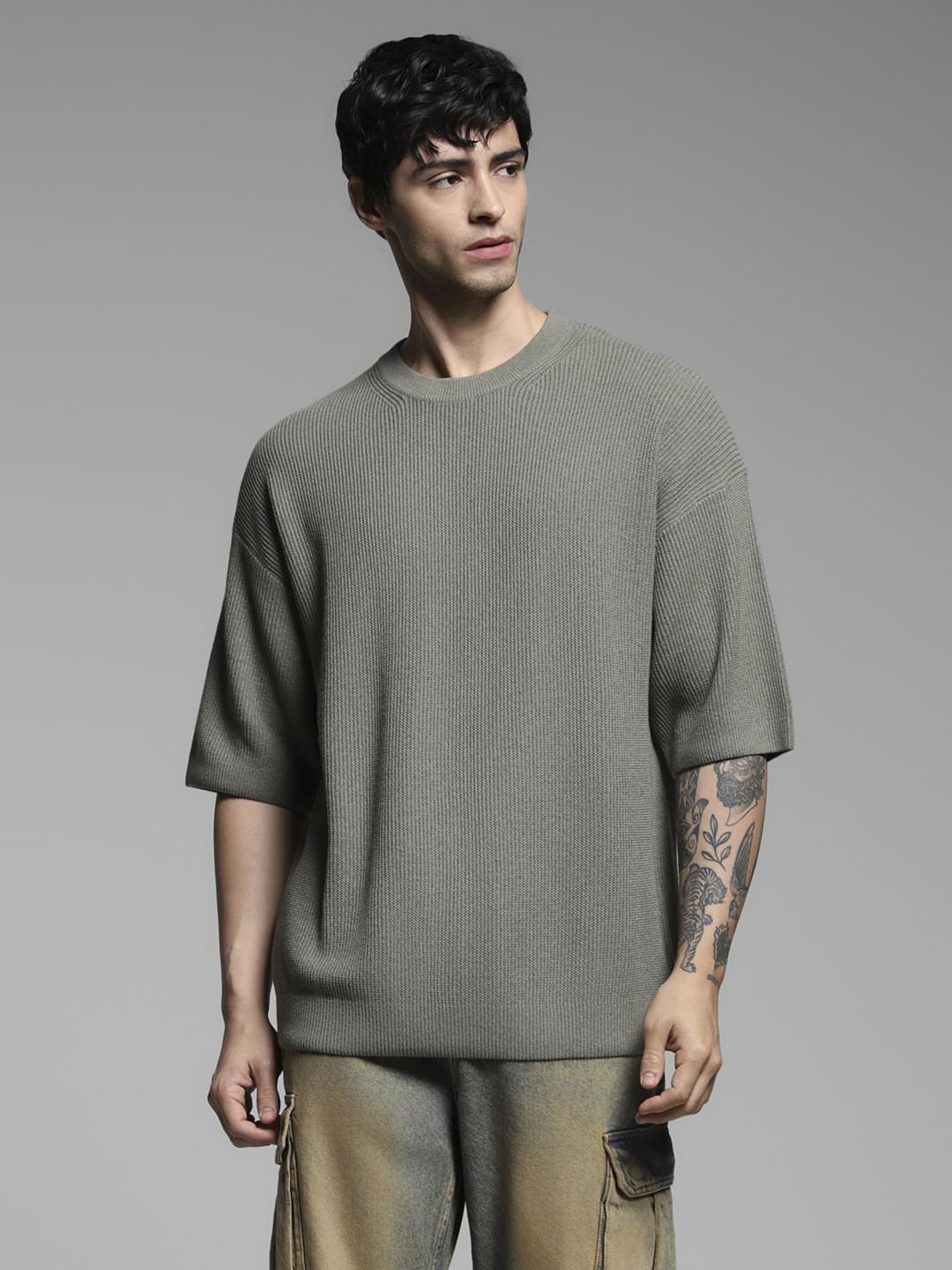 Green Crew Neck Pullover