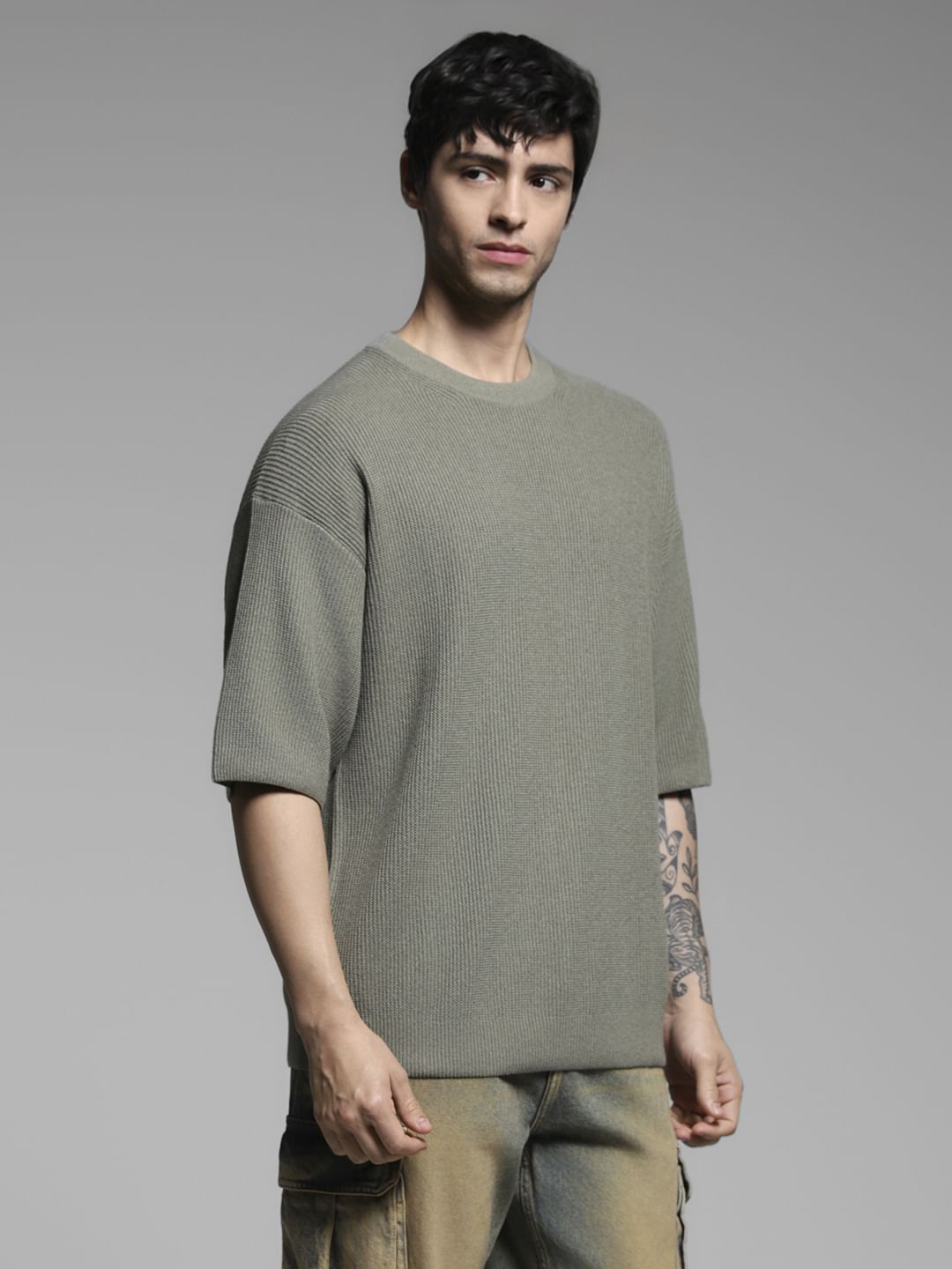 Green Crew Neck Pullover