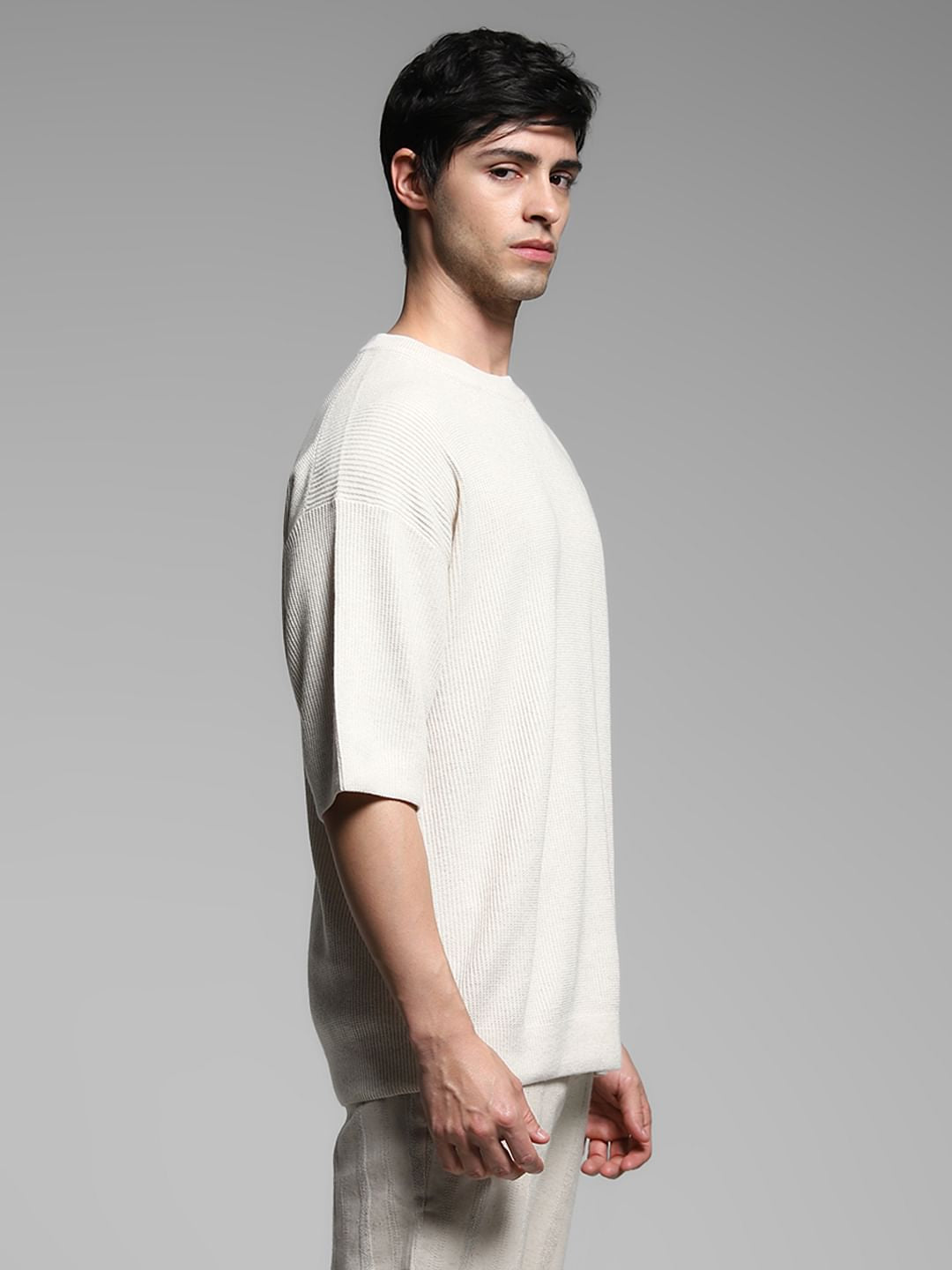 Beige Crew Neck Pullover