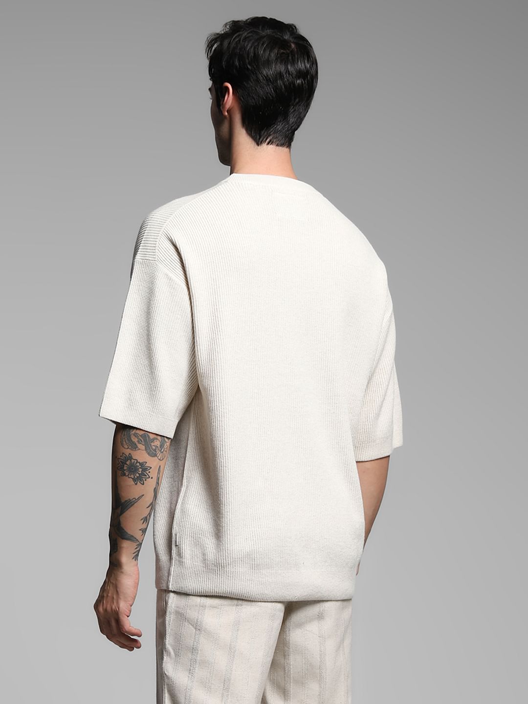 Beige Crew Neck Pullover