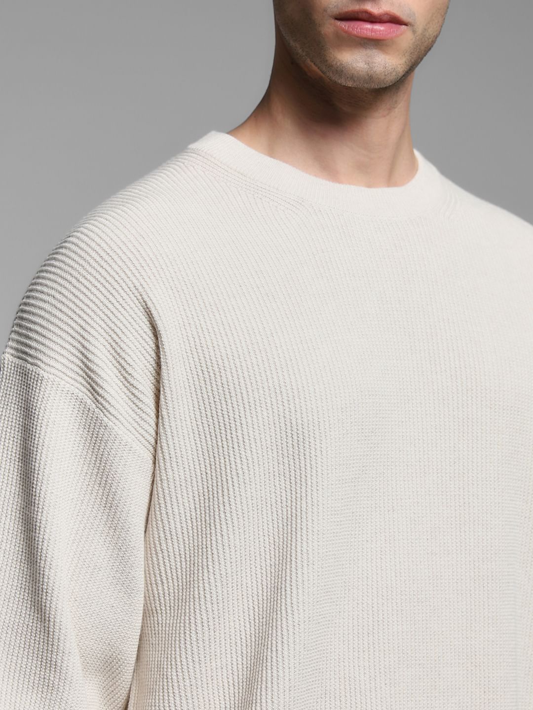 Beige Crew Neck Pullover