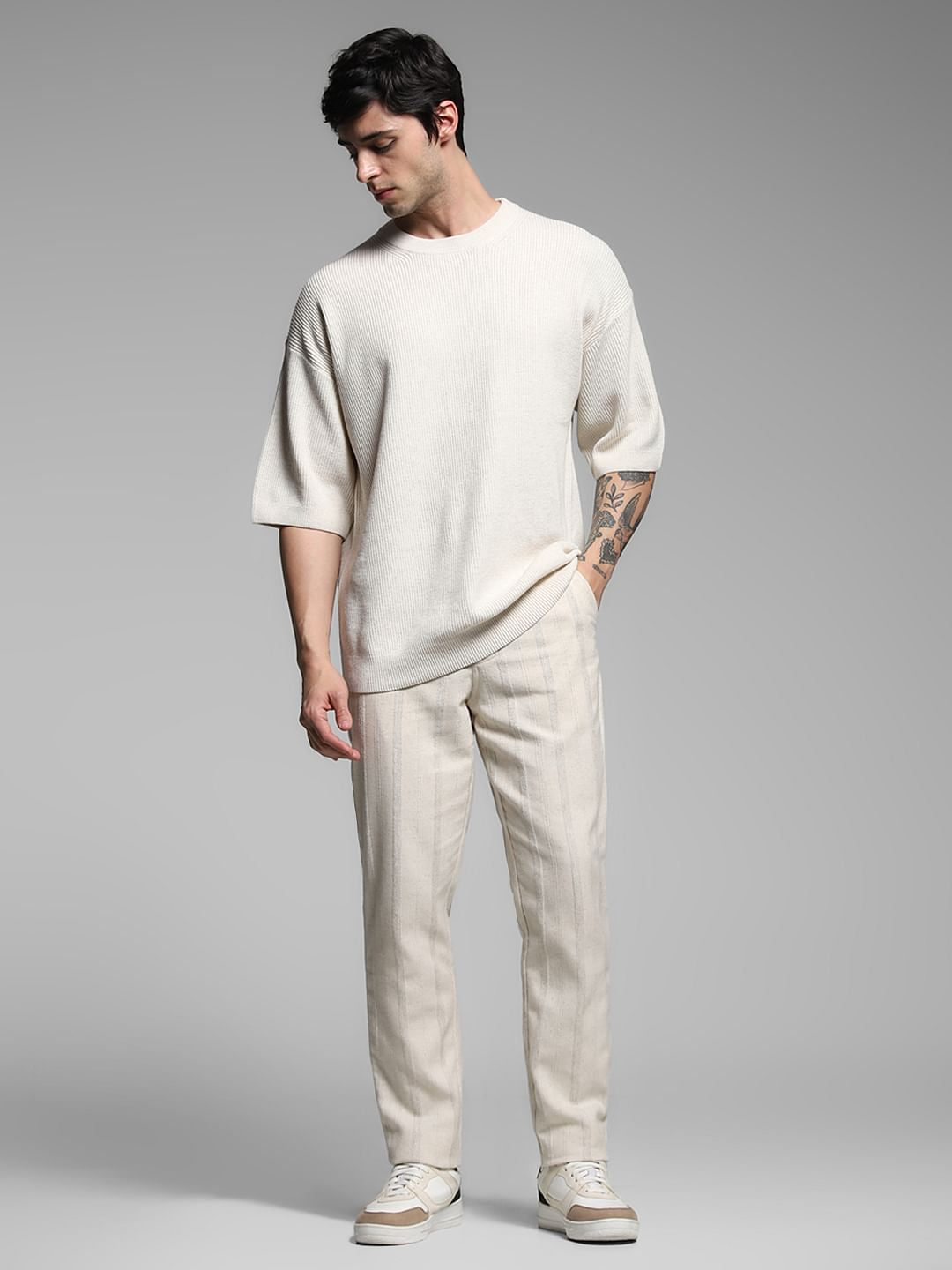 Beige Crew Neck Pullover