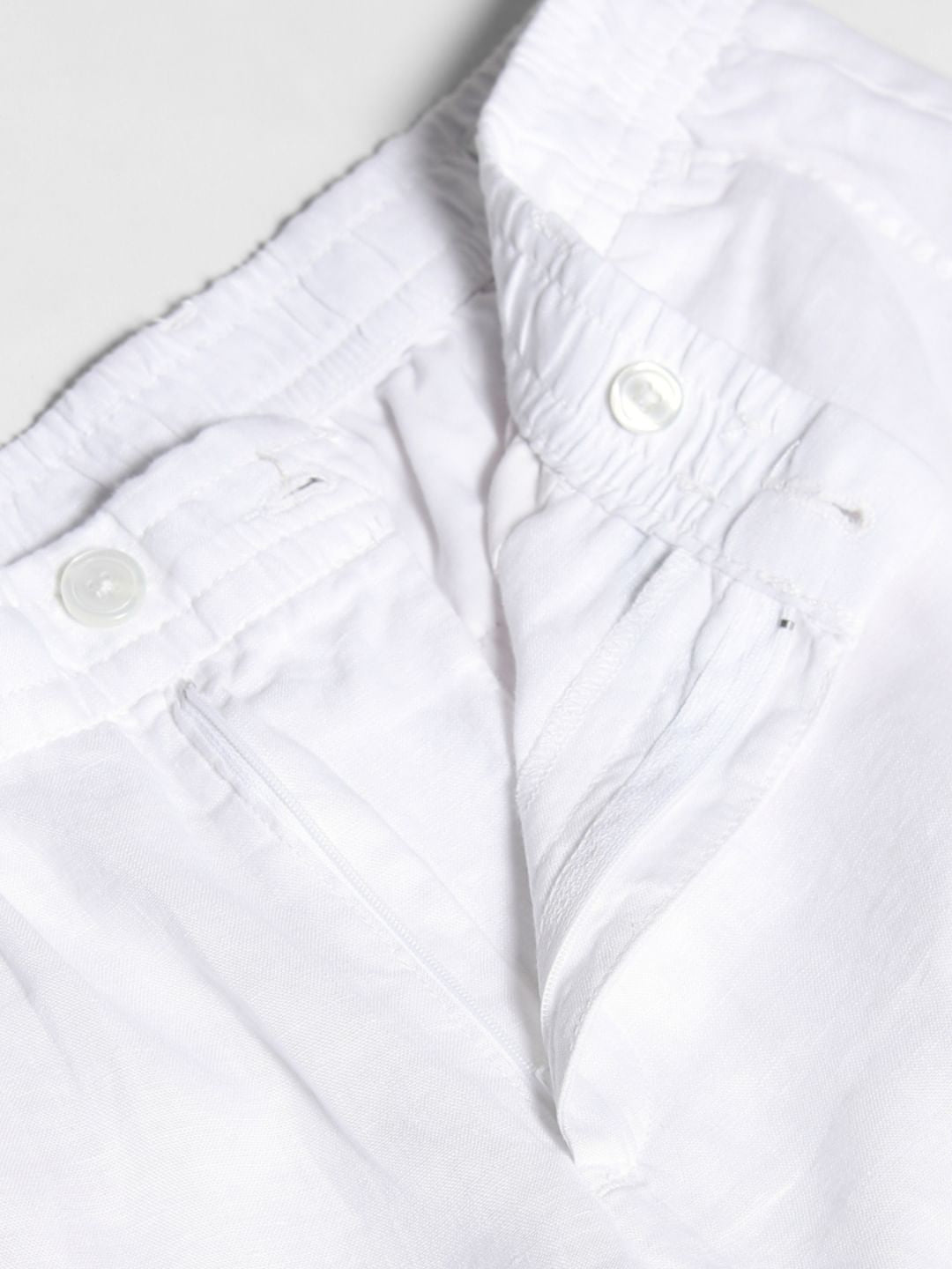 White Mid Rise Linen Chinos