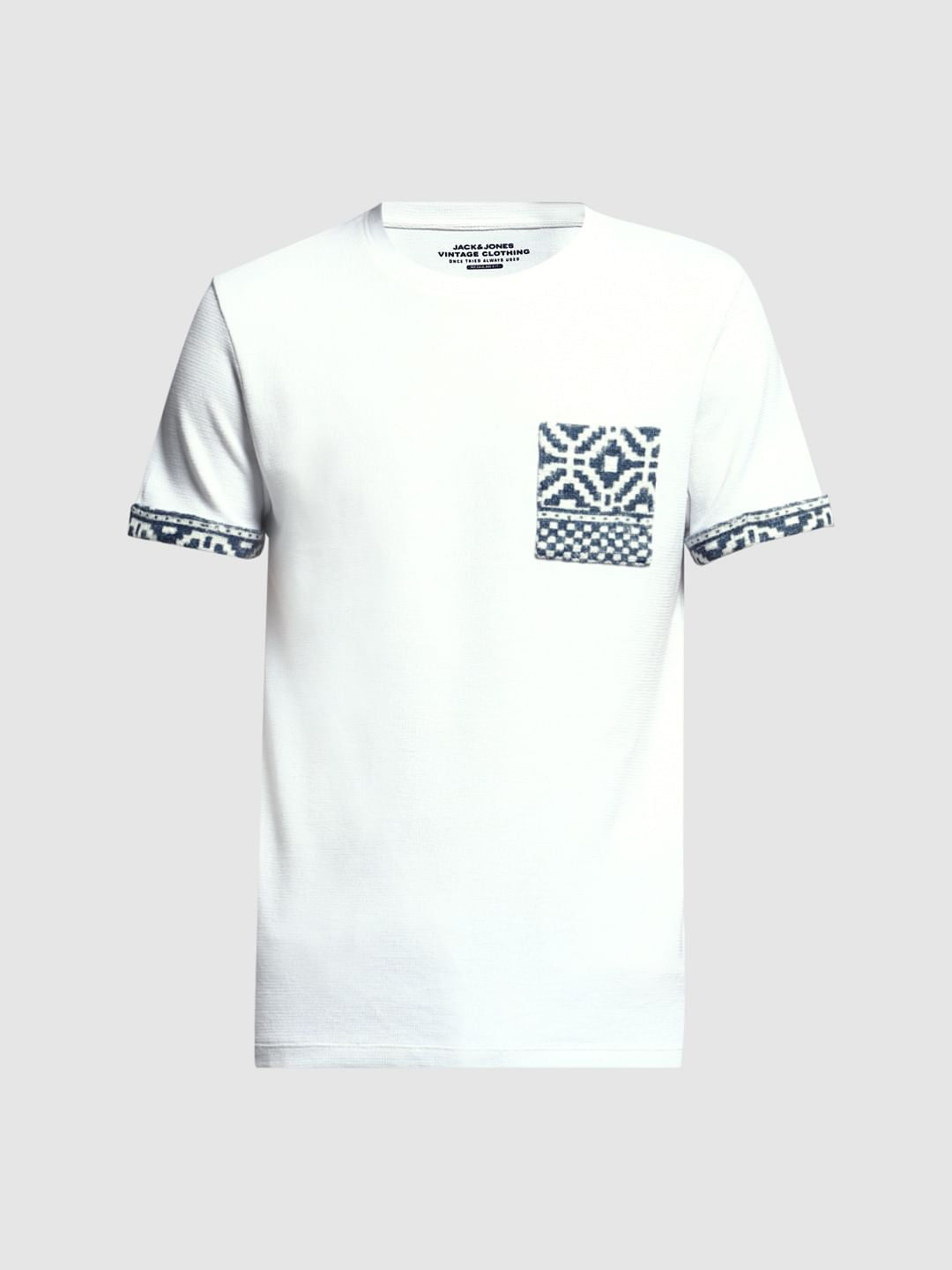 White Embroidered Print Cotton T-shirt