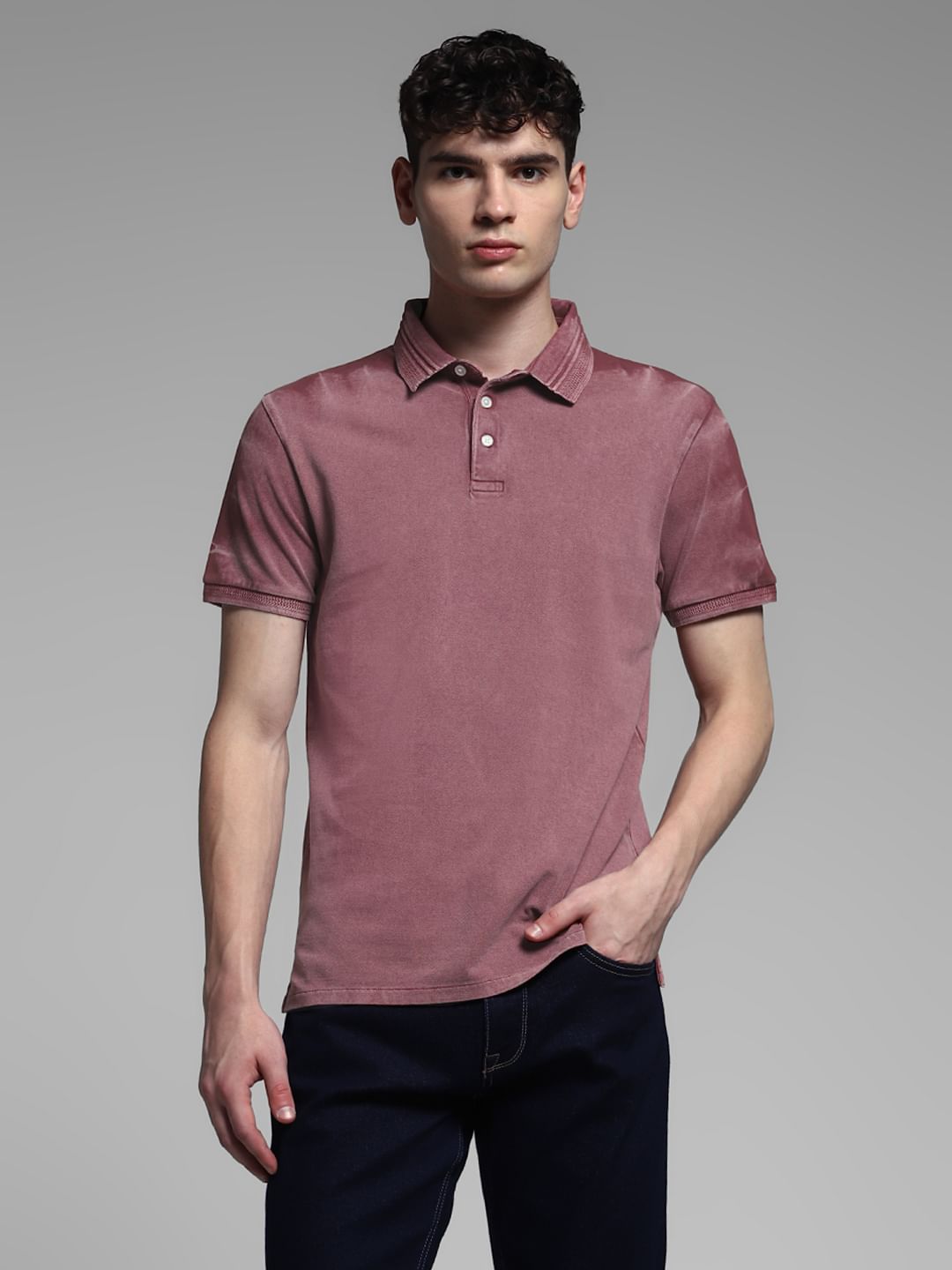 Dusty Pink Cotton Knit Polo