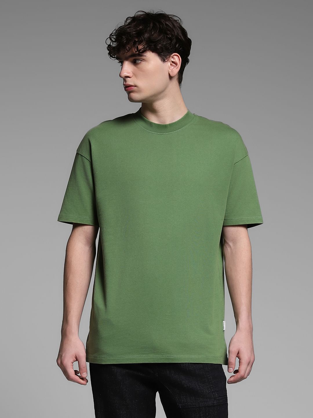 Green Cotton Crew Neck T-shirt