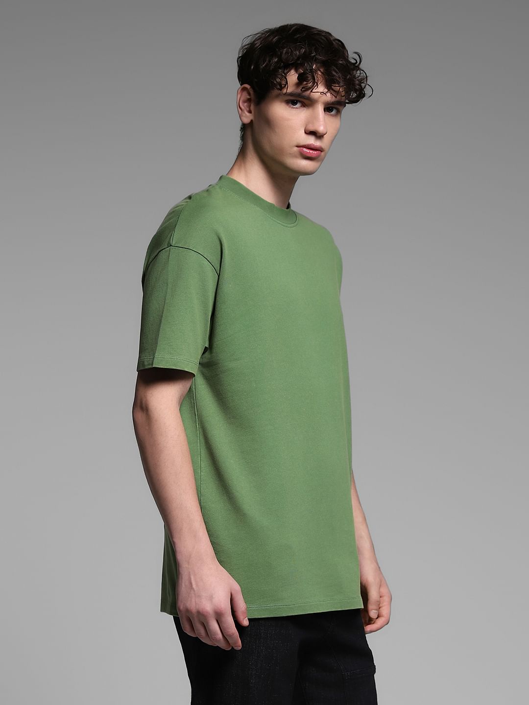 Green Cotton Crew Neck T-shirt