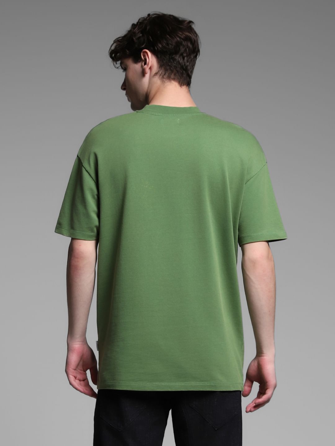 Green Cotton Crew Neck T-shirt