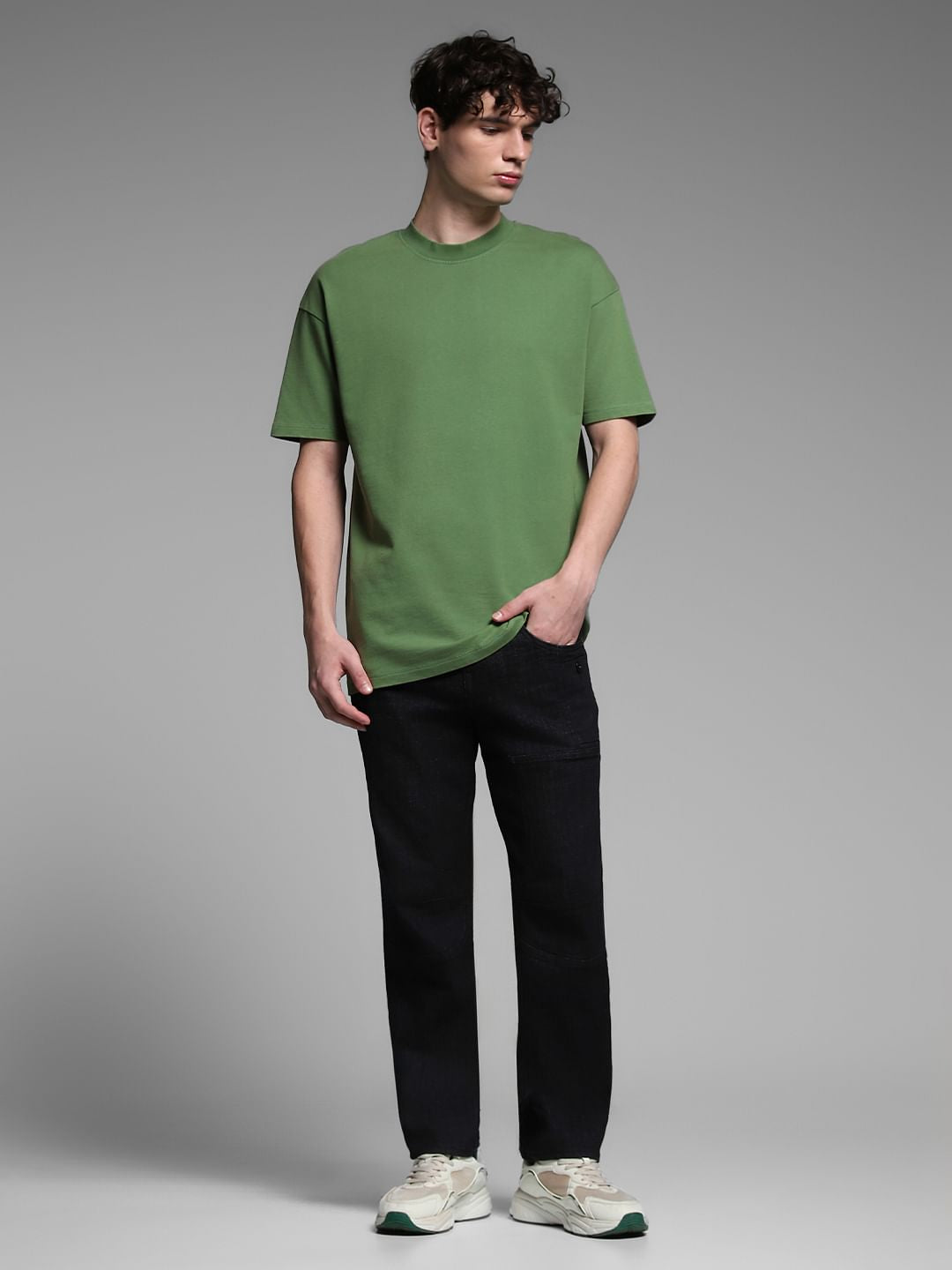 Green Cotton Crew Neck T-shirt