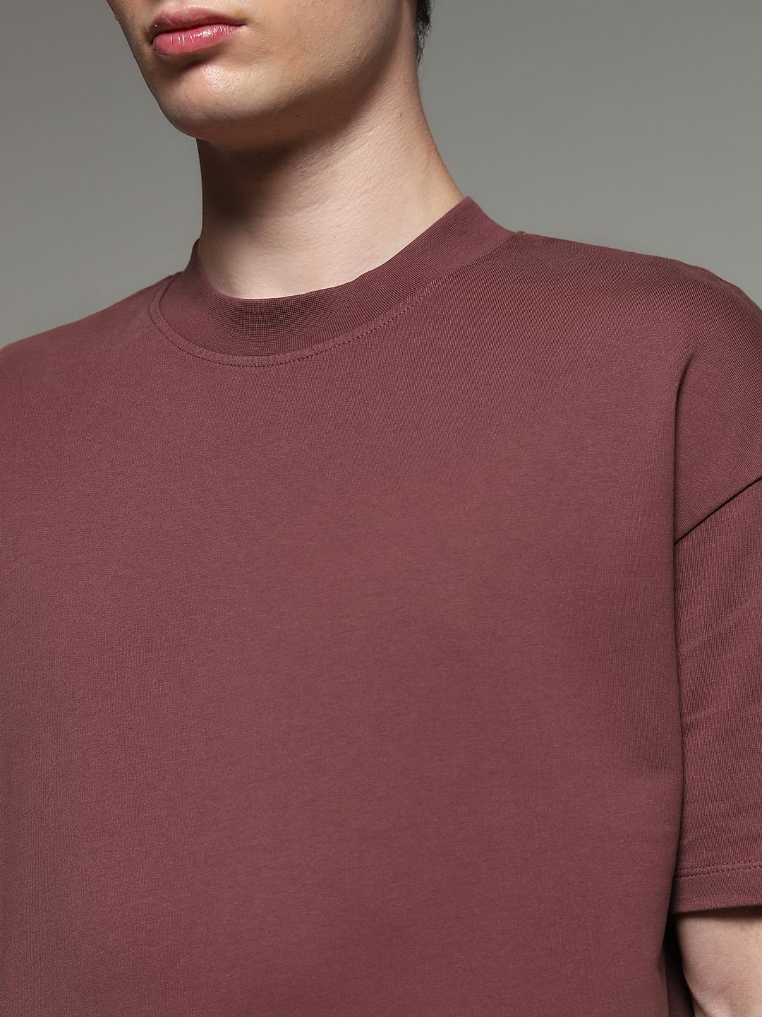 Brown Cotton Crew Neck T-shirt
