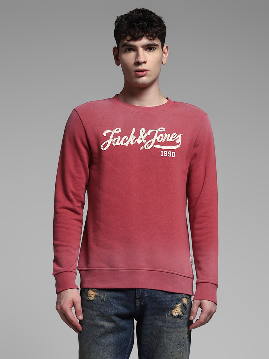 Pink Applique Patchwork Sweatshirt