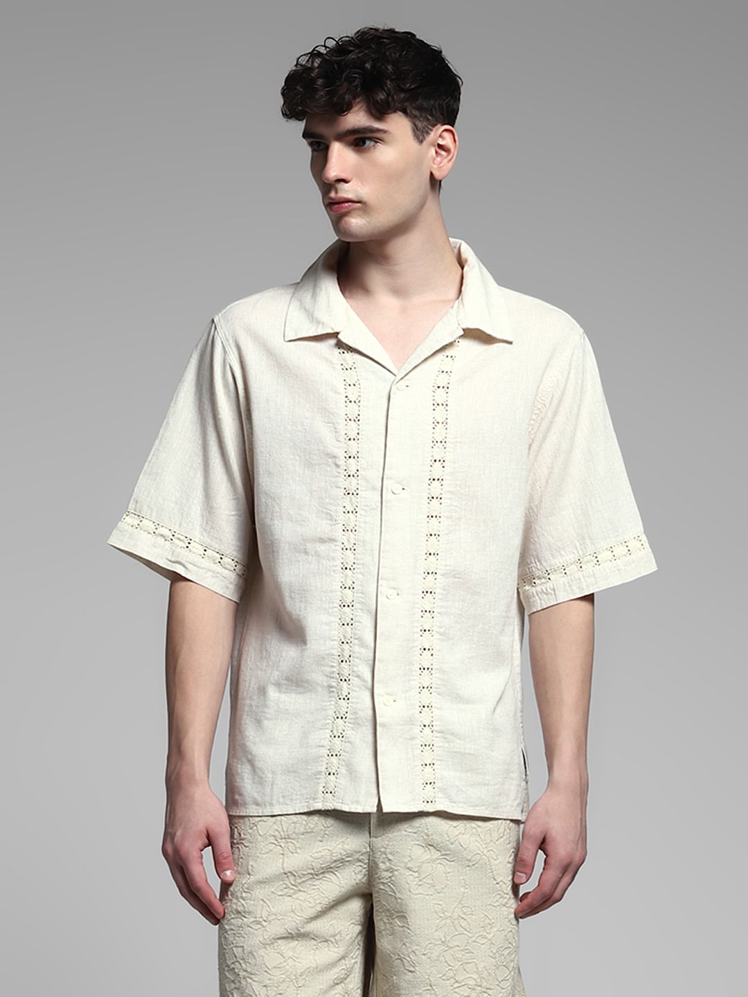 Off-White Cotton Flax Shirt