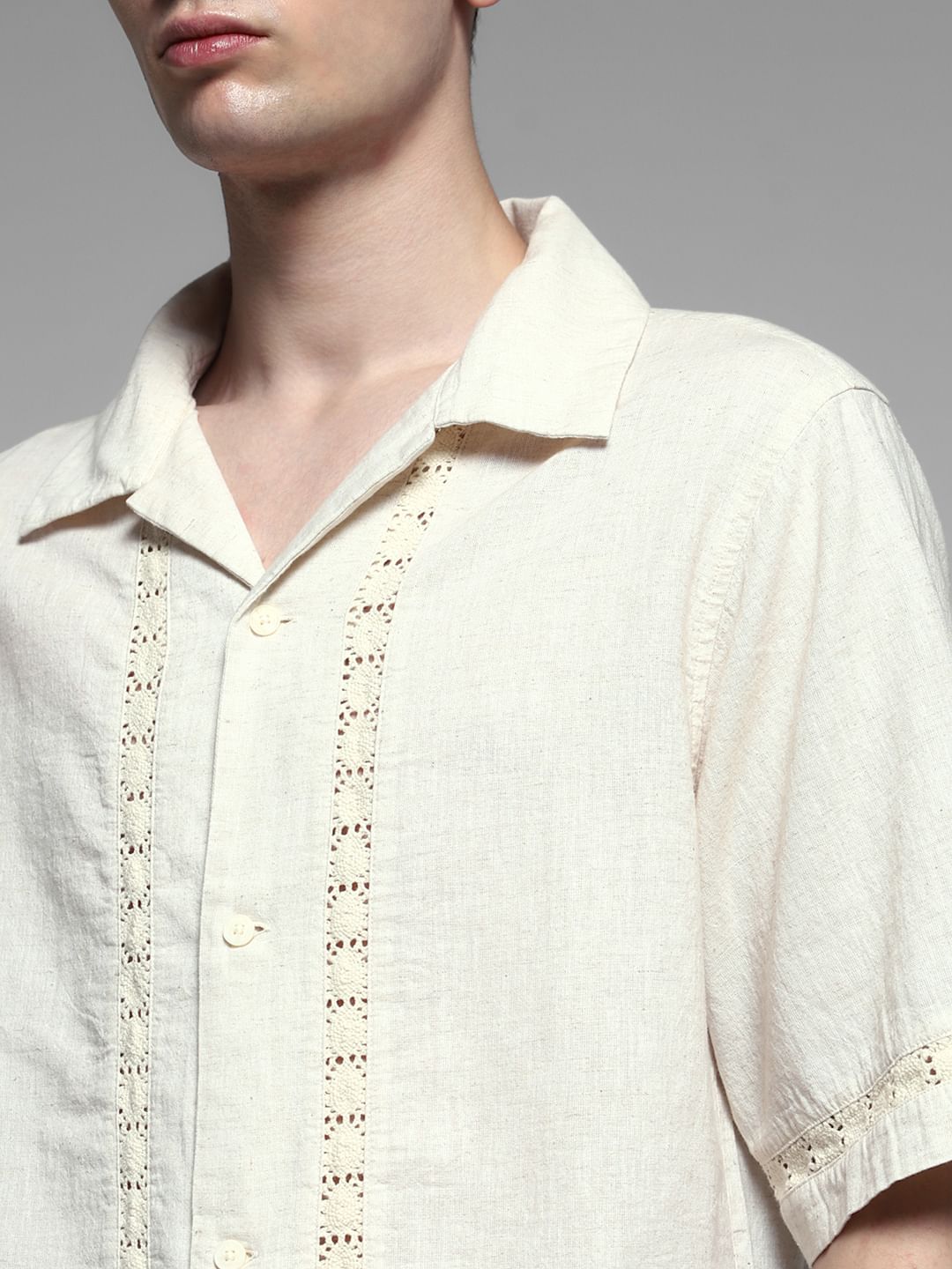 Off-White Cotton Flax Shirt