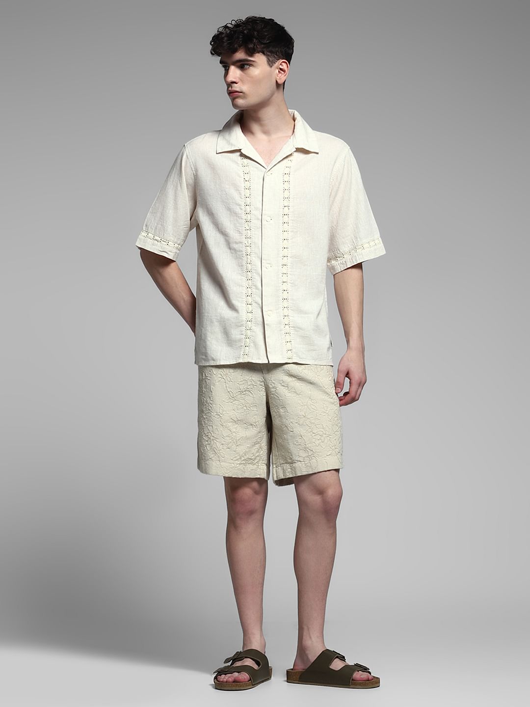 Off-White Cotton Flax Shirt