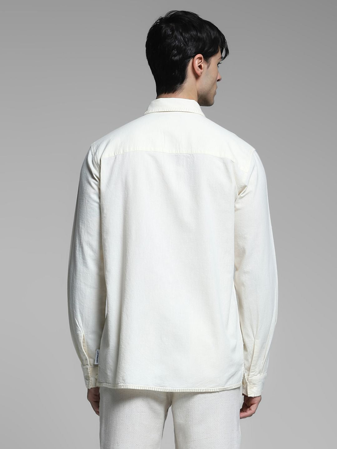 Cream Stitch Detail Cotton Shirt