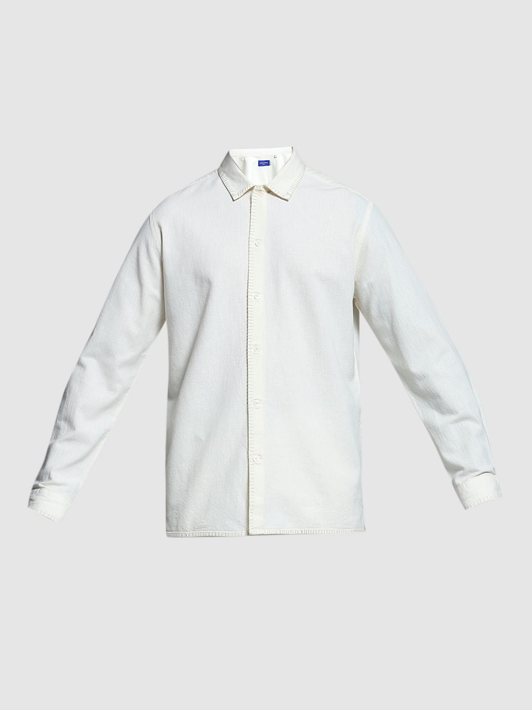 Cream Stitch Detail Cotton Shirt