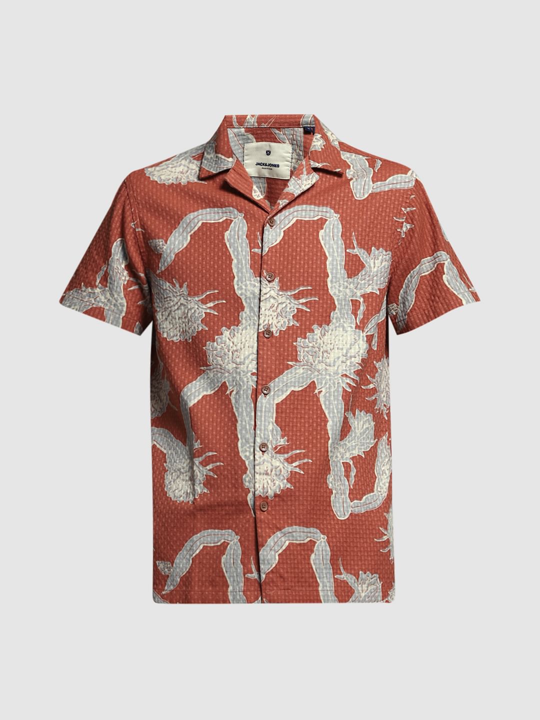 Brown Resort Collar Cotton Shirt