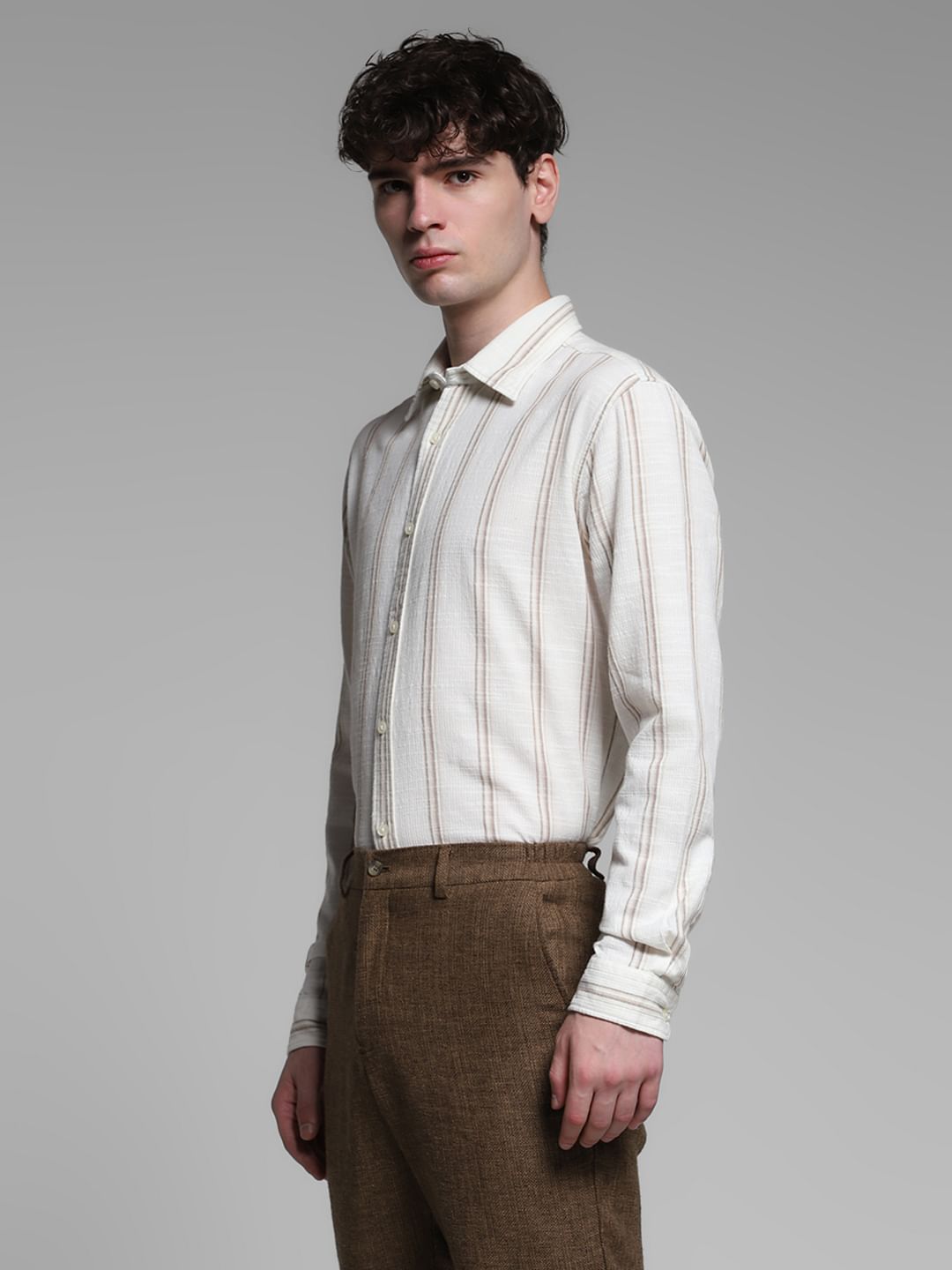 White Striped Dobby Cotton Shirt