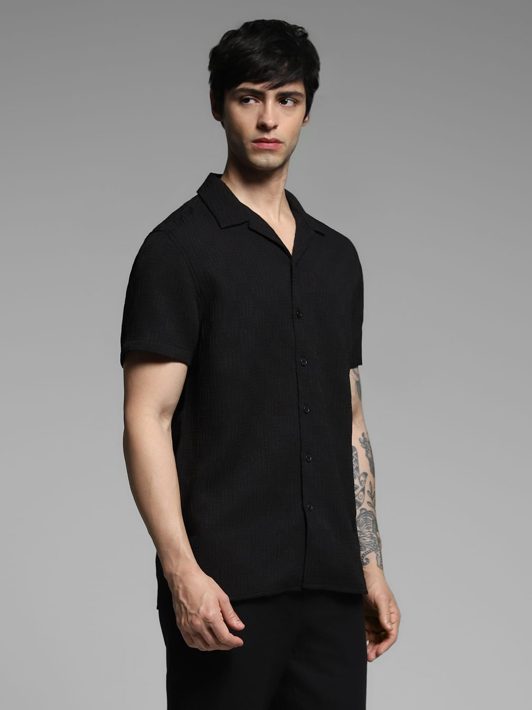 Black Resort Collar Comfort Fit Shirt