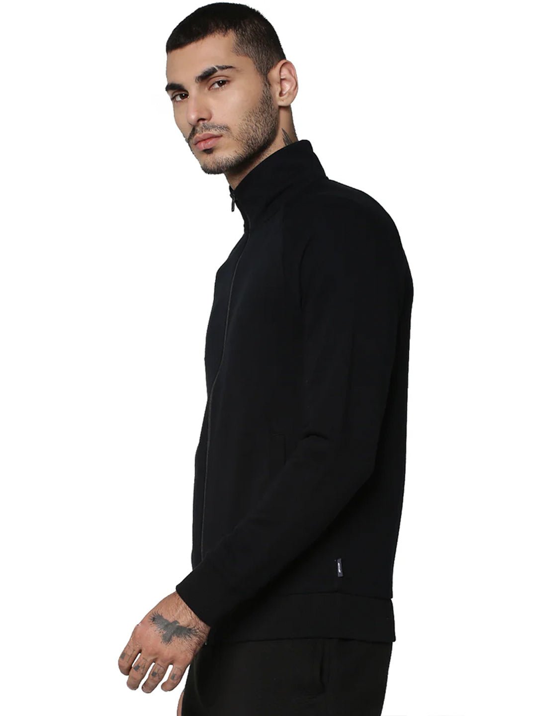 Black High-Neck Zip-Up Jacket