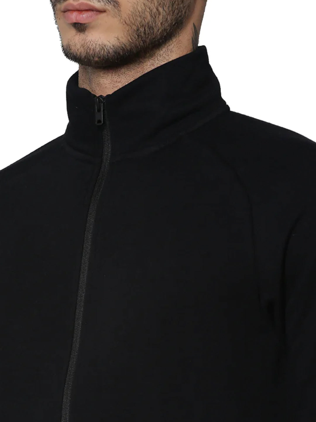 Black High-Neck Zip-Up Jacket