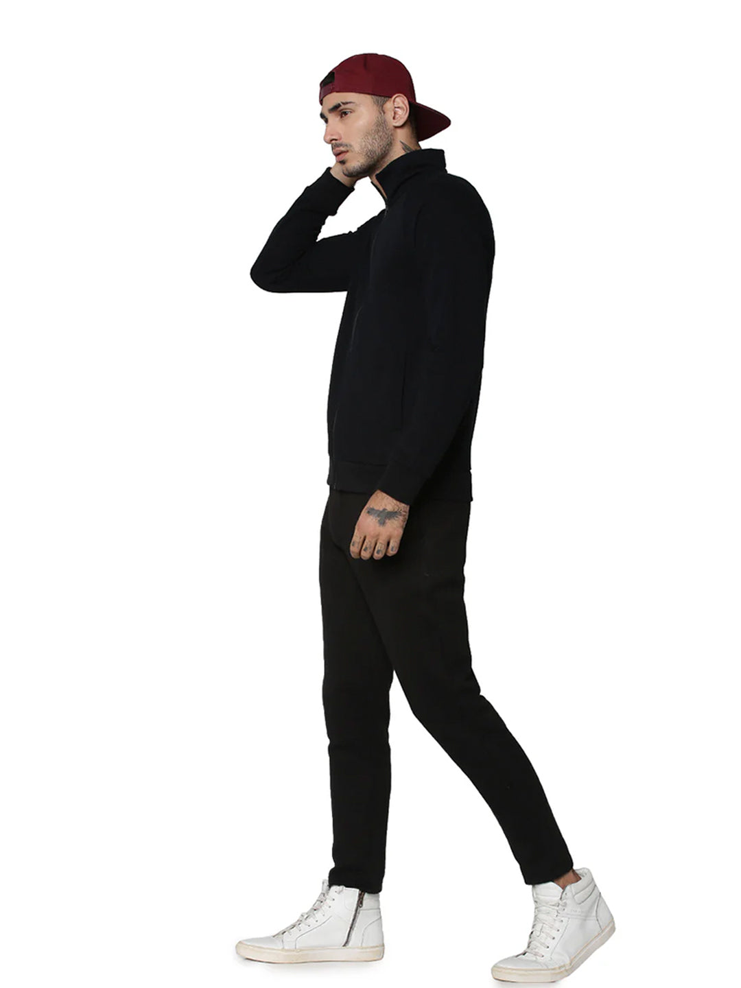 Black High-Neck Zip-Up Jacket