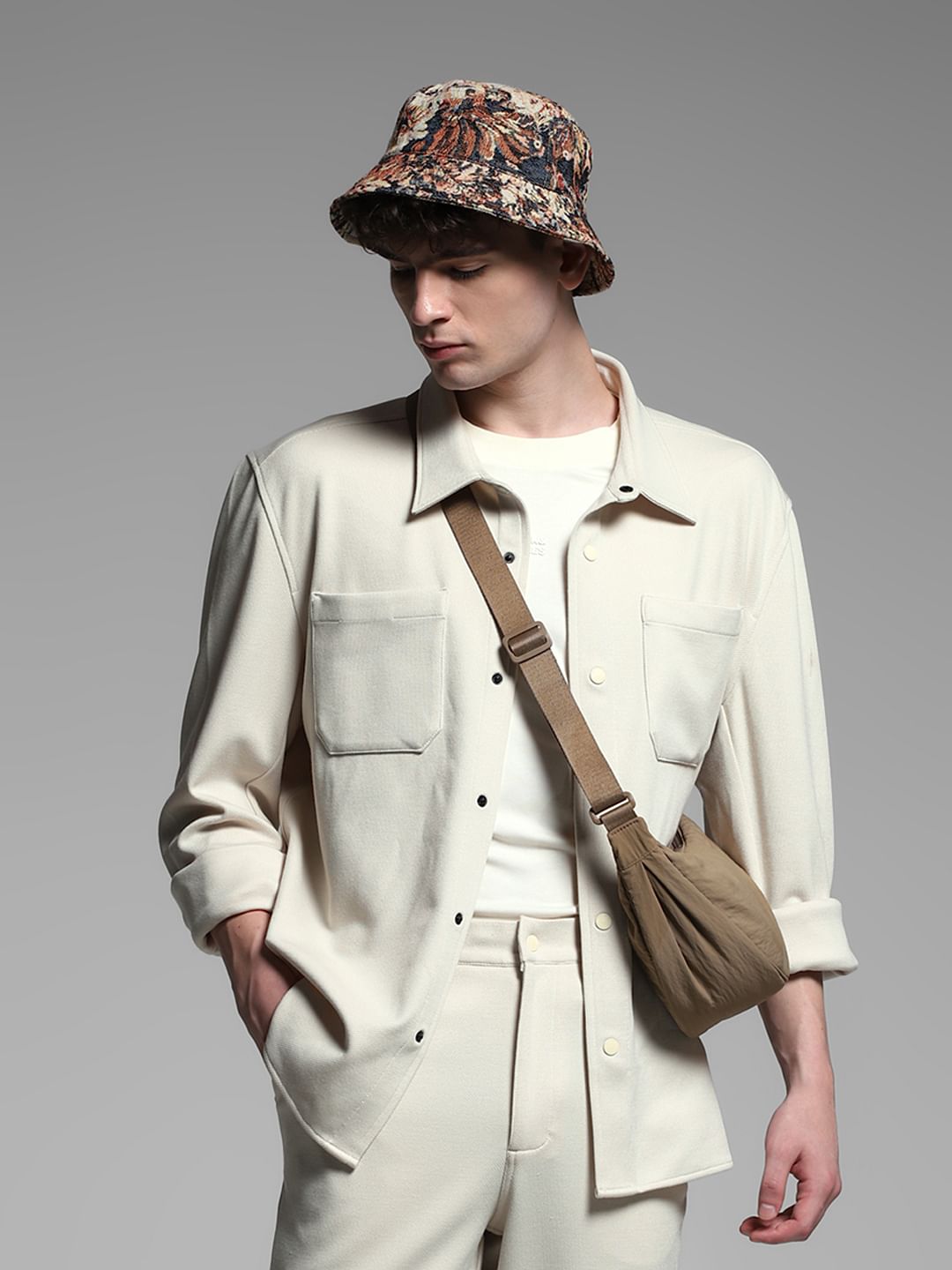 Beige Oversized Co-ord Set Shirt