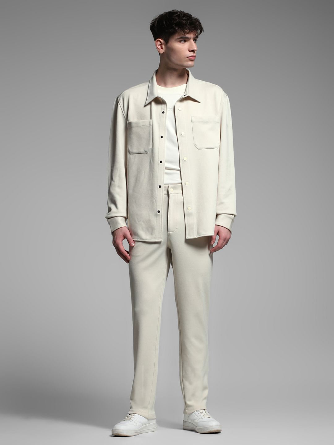 Beige Oversized Co-ord Set Shirt