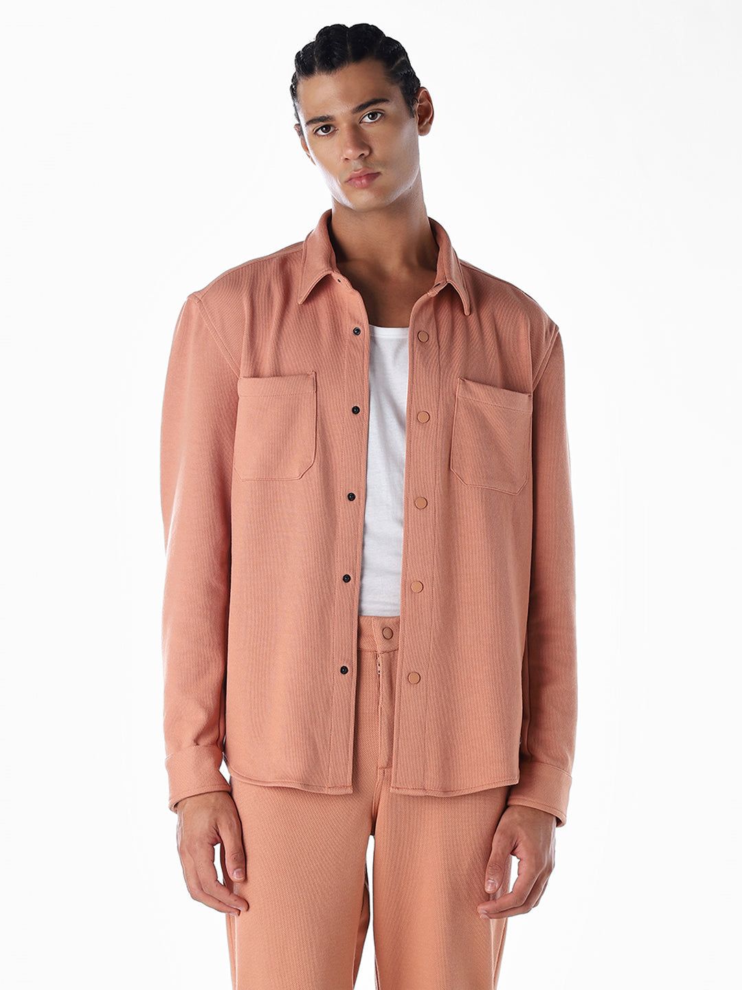 Oversized Full Sleeves Shirt - Orange