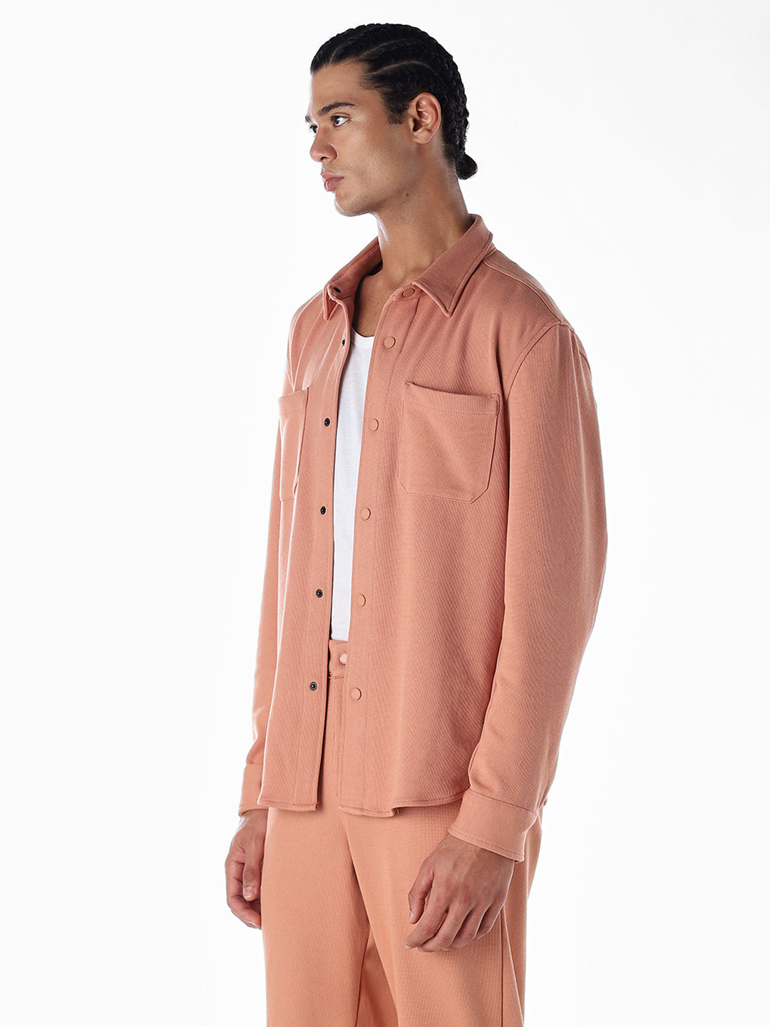 Oversized Full Sleeves Shirt - Orange