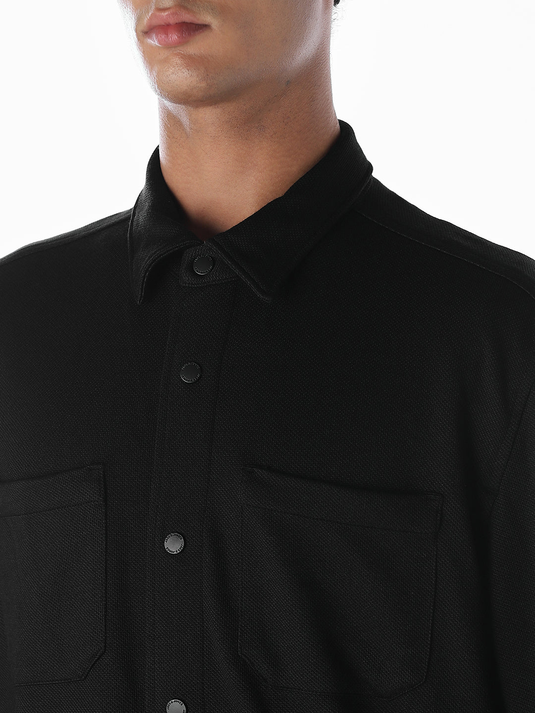 Oversized Full Sleeves Shirt - Black