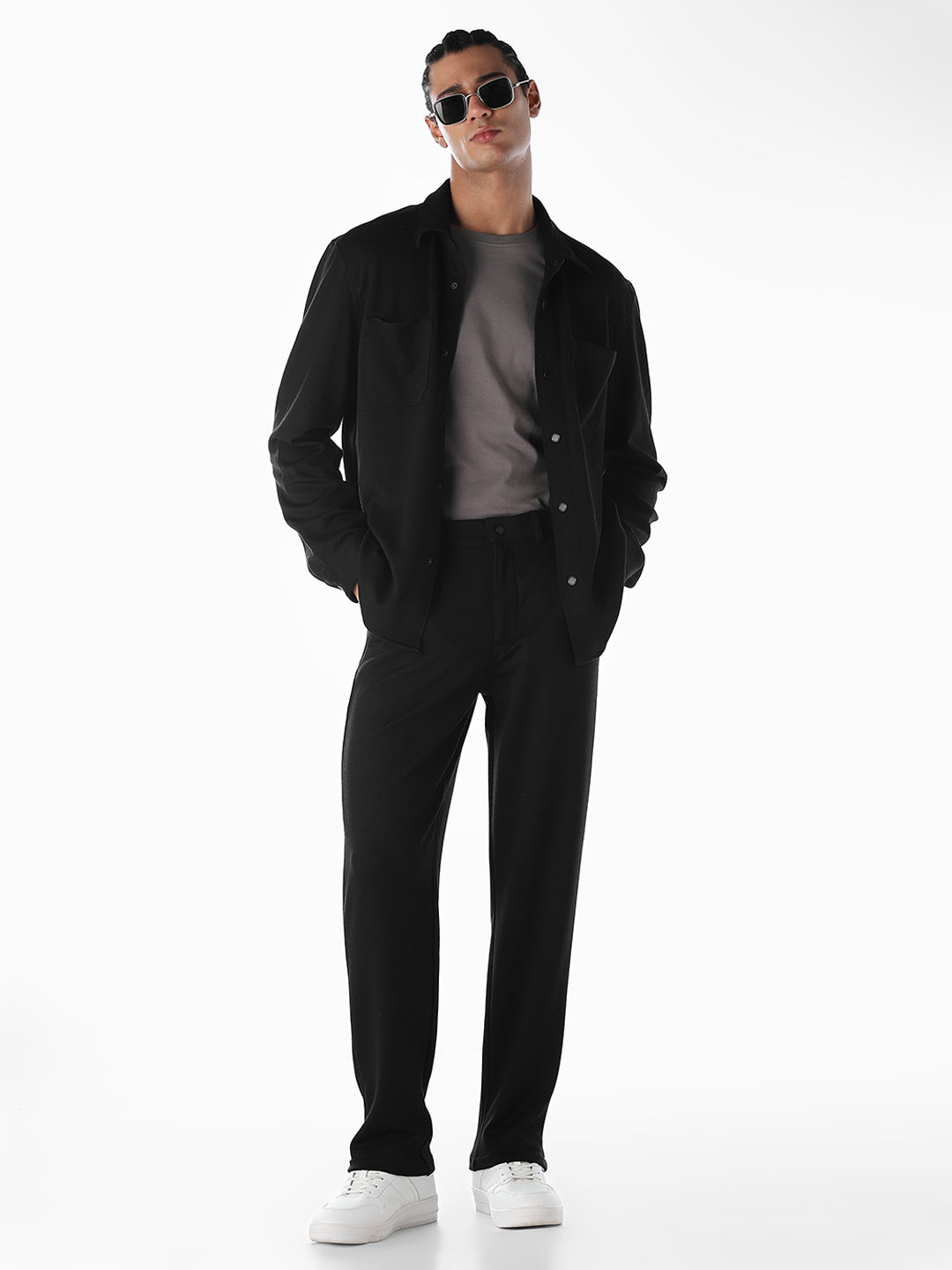 Oversized Full Sleeves Shirt - Black