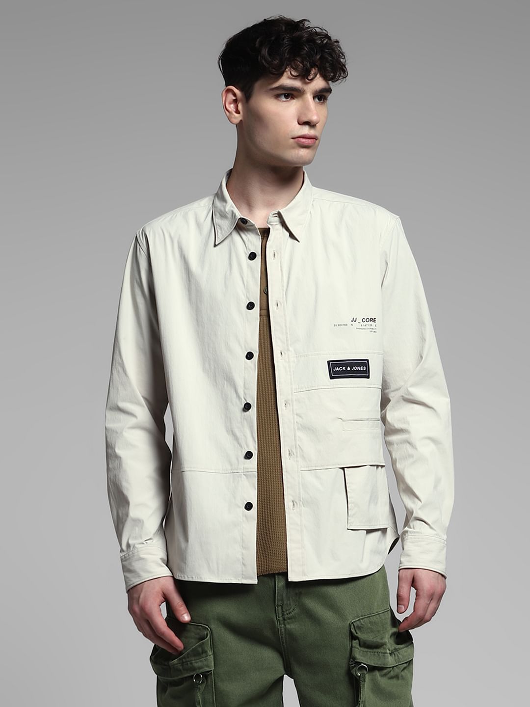 White Logo Print Oversized Shirt