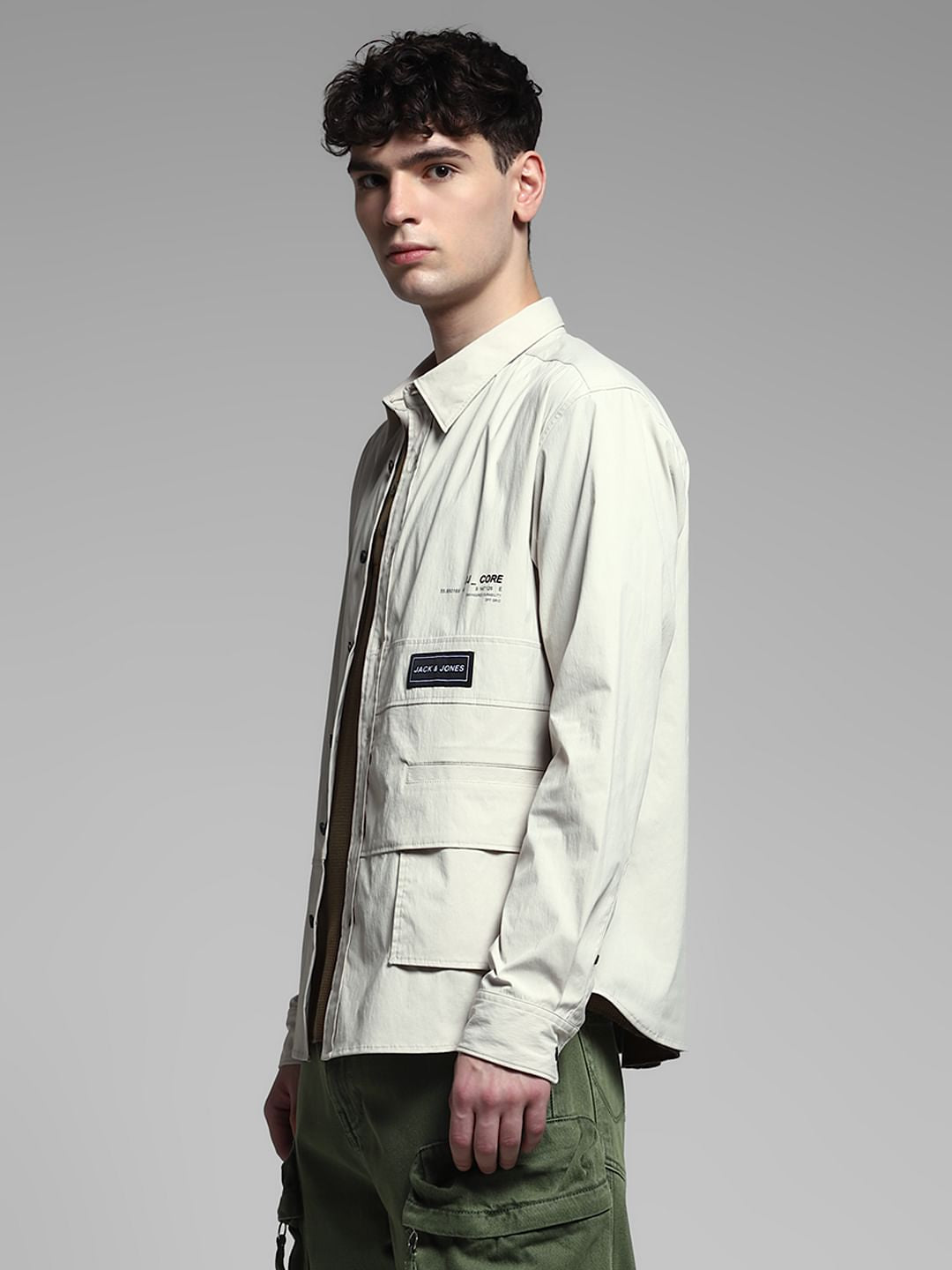 White Logo Print Oversized Shirt