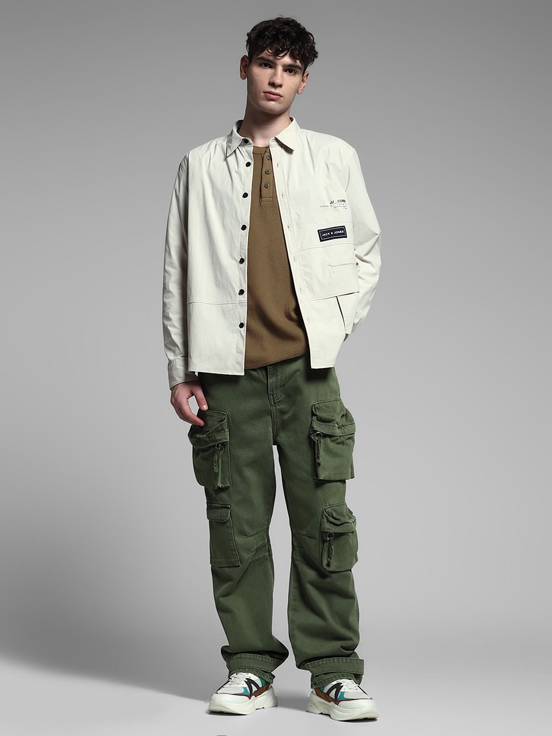 White Logo Print Oversized Shirt