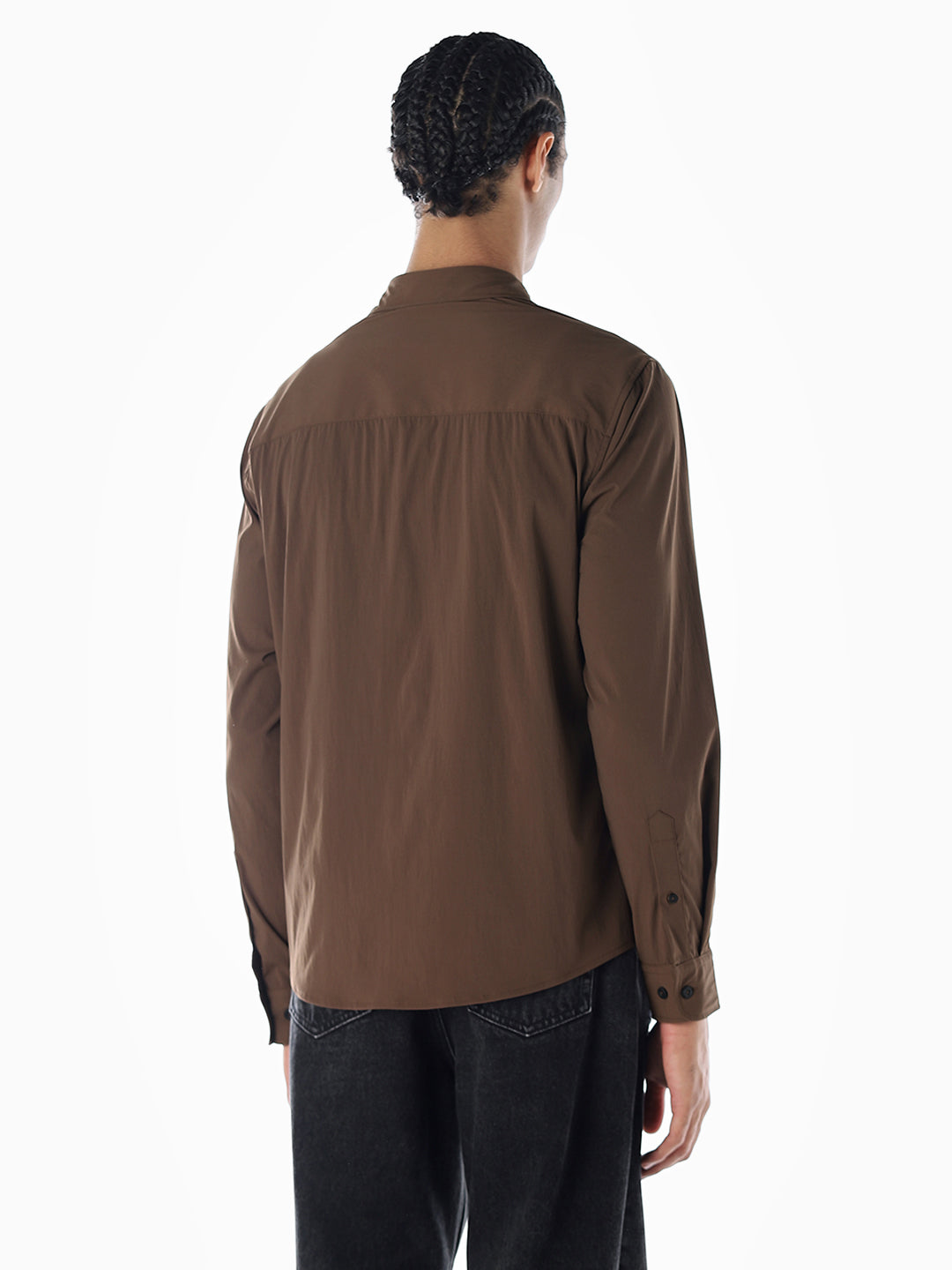 Oversized Printed Shirt - Brown