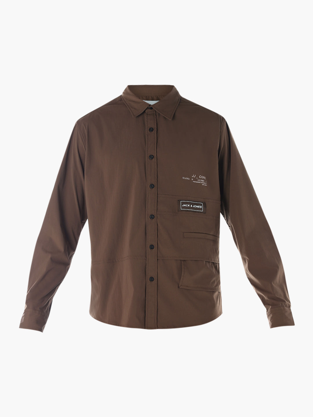 Oversized Printed Shirt - Brown