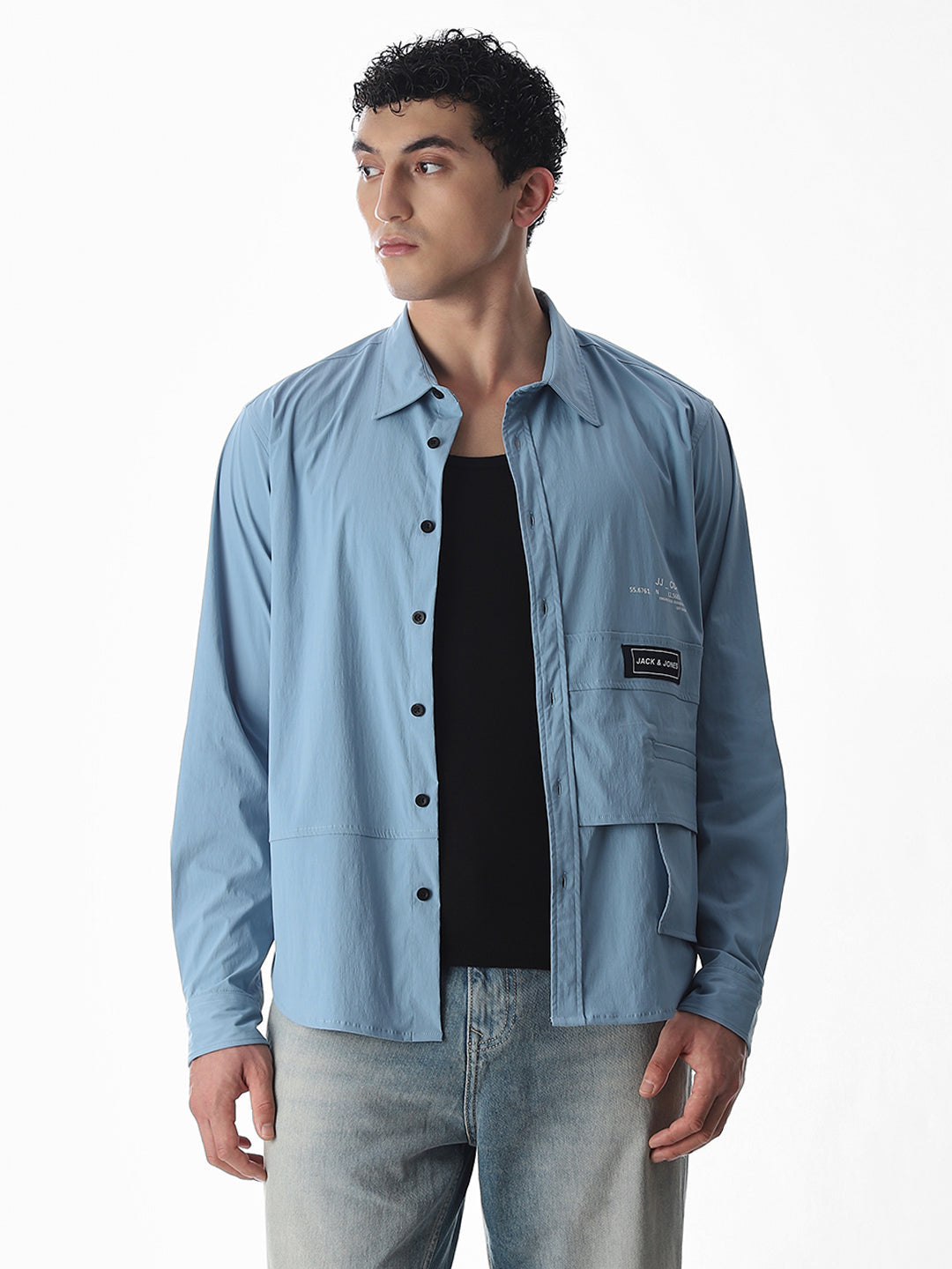 Oversized Printed Shirt - Blue