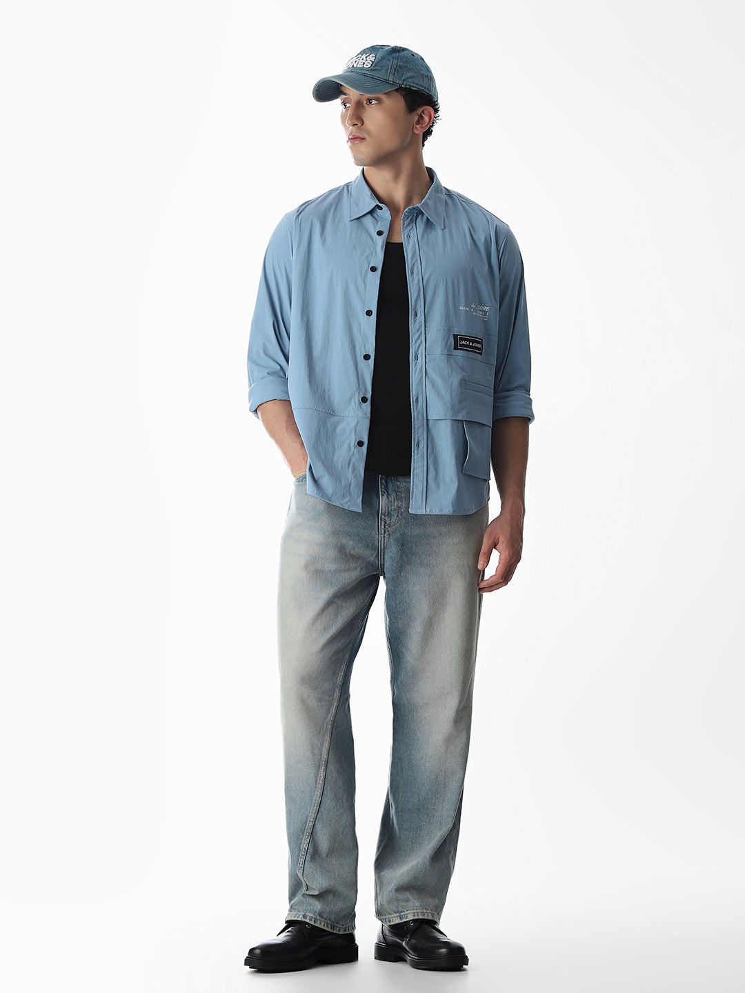 Oversized Printed Shirt - Blue