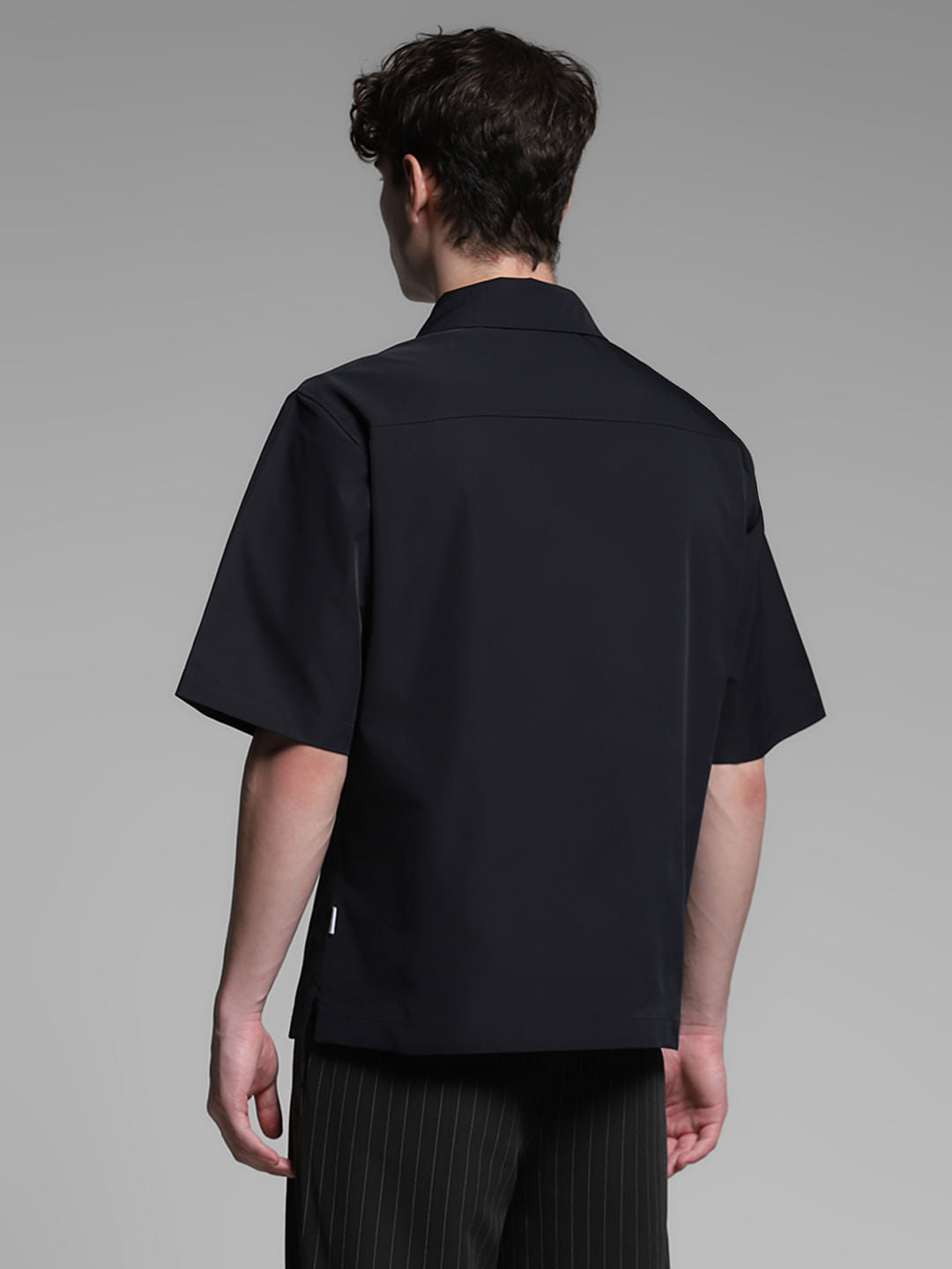 Black Stretch Oversized Shirt