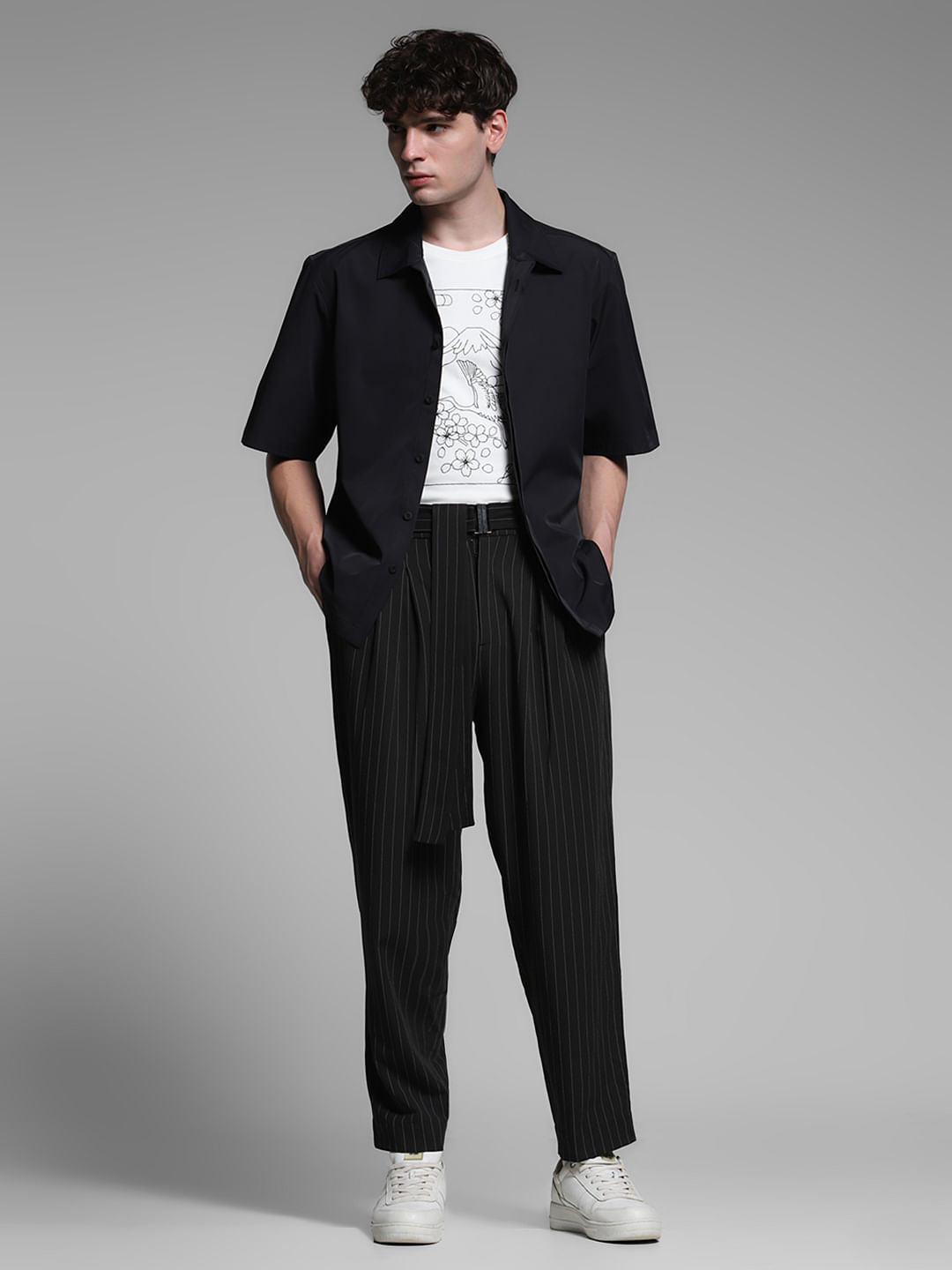 Black Stretch Oversized Shirt