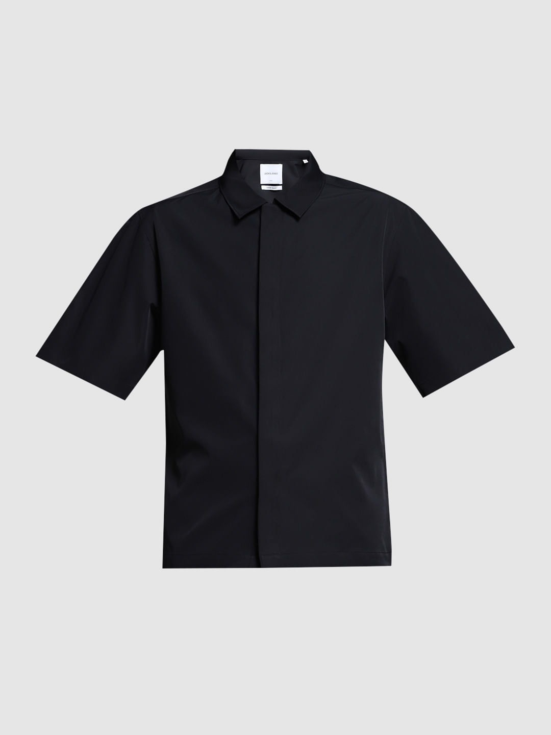 Black Stretch Oversized Shirt