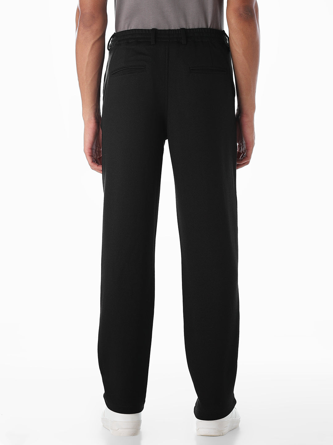 Regular Fit Mid Rise Pants - Black